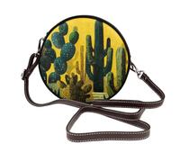 Cactus In The Desert Night Mid-Century Donne Rotondo Crossbody Borse In Pelle Sling Bag Borsa