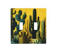Cactus in The Desert Night Mid-Century - Placca per luce a doppia banda, decorazione da parete, dimensioni standard, 11,4 x 11,4 cm