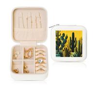 Cactus In The Desert Night Mid-Century - Portagioie da viaggio in pelle PU, per anelli, orecchini, ciondoli, collane, per ragazze e donne