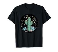 Cactus In Un Cielo Notturno Stellato Maglietta