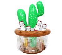 Cactus Inflatable Cooler - Blow Up Ice Bucket With Sombrero Hat Design | Pool Party Drink Cooler, Summer Swimming Supplies, Outdoor BBQ Accessory, Beach For Drinks, Backyard Fun Decoration