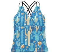 Cactus Many Illusion Tankini da donna, top da spiaggia, controllo della pancia, top, Cactus molte illusioni, XS
