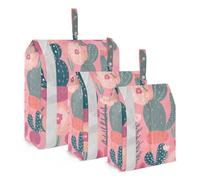 Cactus Pianta su Sfondo Rosa Porta Indumenti Armadio Storage 3 Set Borse Da Viaggio Borse Salvaspazio Pieghevole Viaggio Valigia Organizer