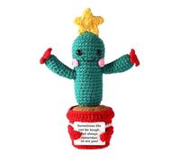Cactus positivi all'uncinetto,Cactus positivi all'uncinetto piante grasse | Ornamenti positivi per bambole - Bambola di incoraggiamento a maglia, stella all'uncinetto per il supporto emotivo con