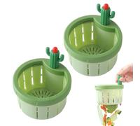 Cactus Sink Strainer - Push-Press Kitchen Drain Basket, Automatic Dump, Self-Cleaning (Green*2)
