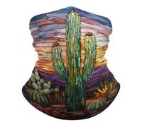 Cactus Stained Glass in Desert Ghetta da Collo Protezione UV Headwrap Antivento Sciarpa al Collo per Motocicletta Yoga Unisex Fascia per Capelli