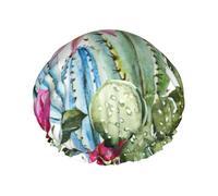 Cactus Succulent Rose Print Shower Essentials Cofano per donne, grande fascia elastica lavabile per vasca da bagno cuffia da doccia