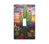 Cactus Vetro Colorato nel Deserto Interruttore Della Luce Copertura Decorativa Singola Toggle 1 Gang Piastra Da Parete per Cucina Casale Camera Da Letto Bagno Arte Decor
