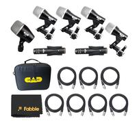 CAD Audio Stage7 - Set di 7 microfoni per batteria con 7 cavi XLR da 3 m e panno di pulizia in microfibra di alta qualità, kit completo per microfono per batteria per suono dal vivo e registrazione in