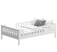 CADANI Letto per bambini e ragazzi LARS 120x200 cm - Bianco, Design classico, Convertibile, Protezione antiribaltamento flessibile con ingresso
