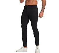 CadaSor Jeans Skinny Uomo Slim Fit Super Elasticizzati Solid Taper Leggings Denim Pantaloni(Neri,32)