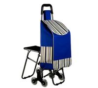 cadciehe Carrello per la spesa pieghevole con sedile a doppia ruota tripla maniglia ergonomica saliscale carrello della spesa resistente carrello per la spesa blu
