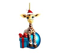 cadciehe Ornamento di Natale Giraffa Ciondolo Animale Acrilico Giraffa dei Cartoni Animati Ornamento Appeso per Auto da Albero Regalo per Gli Amanti degli Animali 1pc