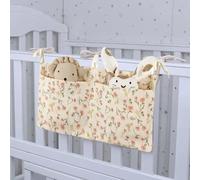 Caddy pannolino appeso, 15.3x7,9 pollici di cotone morbido cotone capezzalette per bambini con 2 tasche, organizzatore di pannolini pieghevoli, sacchetto sospeso del passeggino per cuccioli e giocatt