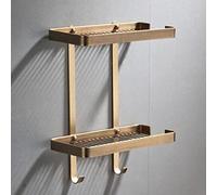 Caddy per doccia angolare in ottone massiccio, mensola portaoggetti a parete con scolapiatti e ganci per bagno e cucina - portasapone in acciaio inox e ripiano organizer per spezie