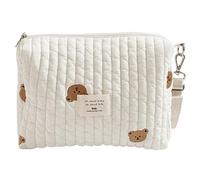 Caddy per passeggino Simpatico orsetto in cotone con chiusura a cerniera Borsa per pannolini per passeggino 8, 7x3, 5x6, 3 pollici Organizzatore universale per tovaglioli, bottiglie di latte, giocatt.