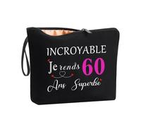 Cadeau Anniversaire Femme 60 Ans - Cadeau Pour Femme 60 Ans Trousse Maquillage Noire, Cadeau 60 Ans Femme Personnalisé, 1964, 1964