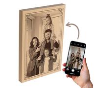 Cadeauki Regali personalizzati coppia - Pittura a legna per foto regalo di famiglia - cartello in legno incisione - regali fotografici di San Valentino, nascita, anniversario (8)