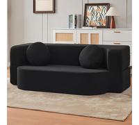 CADEHUB Divano a Compressione Pieghevole Cama, Divano modulare, Tessuto, divani sezionali per Soggiorno, Piccoli divani per Piccoli spazi, Letto dormiente del Sedile d'Amore Black 200cm/78.7in