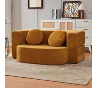 CADEHUB Divano a Compressione Pieghevole Cama, Divano modulare, Tessuto, divani sezionali per Soggiorno, Piccoli divani per Piccoli spazi, Letto dormiente del Sedile d'Amore Yellow 100cm/39.3in