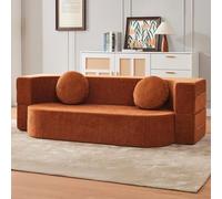 CADEHUB Divano a Compressione Pieghevole Cama, Divano modulare, Tessuto, divani sezionali per Soggiorno, Piccoli divani per Piccoli spazi, Letto dormiente del Sedile d'Amore Orange 150cm/59.1in