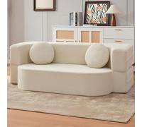 CADEHUB Divano a Compressione Pieghevole Cama, Divano modulare, Tessuto, divani sezionali per Soggiorno, Piccoli divani per Piccoli spazi, Letto dormiente del Sedile d'Amore White 200cm/78.7in