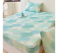 CADEHUB Lenzuola rinfrescanti Queen, Lenzuolo con Angoli Matrimoniale, coprimaterasso in Lattice Lavabile per L'Estate, Delicato sulla Pelle e Fresco, coprimaterasso con 2 federe per L'Estate