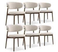 CADEHUB Sedie Cucina con Set di Poltrone Imbottite in Tessuto di Lino Sedia da Pranzo Moderna con Design Ergonomico per Soggiorno Cucina Ristorante Bar Bistrot Walnut 6pcs