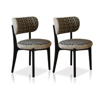 CADEHUB Sedie da pranzo in tessuto in legno set di 2 sedie moderne imbottite per tavolo da pranzo, telaio in legno massiccio, sedie da cucina da cucina con pioli per la sala da pranzo in cucina Black