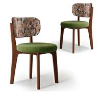 CADEHUB Sedie da pranzo moderne di metà secolo, set di 2 sedie da pranzo in legno massello, una varietà di tessuti disponibili, imbottitura del sedile in spugna ad alta densità e schienale curvo