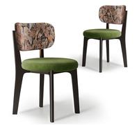 CADEHUB Sedie da pranzo moderne di metà secolo, set di 2 sedie da pranzo in legno massello, una varietà di tessuti disponibili, imbottitura del sedile in spugna ad alta densità e schienale curvo