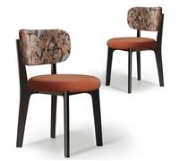 CADEHUB Sedie da pranzo moderne di metà secolo, set di 2 sedie da pranzo in legno massello, una varietà di tessuti disponibili, imbottitura del sedile in spugna ad alta densità e schienale curvo