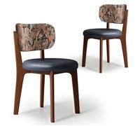 CADEHUB Sedie da pranzo moderne di metà secolo, set di 2 sedie da pranzo in legno massello, una varietà di tessuti disponibili, imbottitura del sedile in spugna ad alta densità e schienale curvo