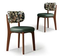 CADEHUB Sedie da pranzo moderne di metà secolo, set di 2 sedie da pranzo in legno massello, una varietà di tessuti disponibili, imbottitura del sedile in spugna ad alta densità e schienale curvo