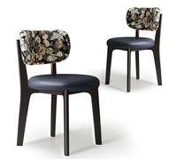 CADEHUB Sedie da pranzo moderne di metà secolo, set di 2 sedie da pranzo in legno massello, una varietà di tessuti disponibili, imbottitura del sedile in spugna ad alta densità e schienale curvo