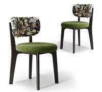 CADEHUB Sedie da pranzo moderne di metà secolo, set di 2 sedie da pranzo in legno massello, una varietà di tessuti disponibili, imbottitura del sedile in spugna ad alta densità e schienale curvo