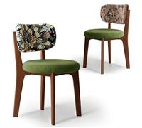 CADEHUB Sedie da pranzo moderne di metà secolo, set di 2 sedie da pranzo in legno massello, una varietà di tessuti disponibili, imbottitura del sedile in spugna ad alta densità e schienale curvo