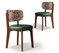 CADEHUB Sedie da pranzo moderne di metà secolo, set di 2 sedie da pranzo in legno massello, una varietà di tessuti disponibili, imbottitura del sedile in spugna ad alta densità e schienale curvo