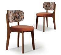 CADEHUB Sedie da pranzo moderne di metà secolo, set di 2 sedie da pranzo in legno massello, una varietà di tessuti disponibili, imbottitura del sedile in spugna ad alta densità e schienale curvo