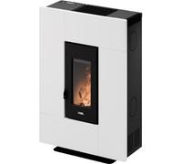 Cadel Stufa a Pellet Ventilata a Camera Stagna 6,9 kW Capacità Serbatoio 12 Kg Volume Riscaldabile 197 m3 colore Metallo Bianco - 7025074 Grace 7 T2