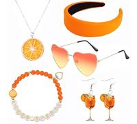 cadelon Aperol - Costume da donna, 6 pezzi, design alla moda, materiali di alta qualità, riutilizzabili, per feste a tema, carnevale e festival, perfetto per costumi di carnevale arancione