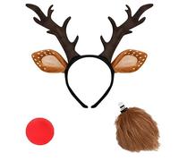 cadelon Cerchietto con corna di renna, set di 3 cerchietti natalizi con corna di renna, carino e confortevole, per donne, costume di Natale, oggetti di scena fotografici, feste in maschera