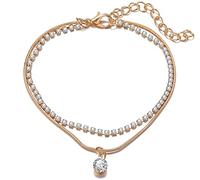 Cadena De Tobillo De Diamantes De Imitación De Doble Capa, Pulsera De Tobillo De Aleación De Tobillo De Mujer Pulseras De Tobillo De Joyería De Pie De Serpiente Completa Para Conju Design attraente