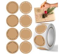 Cadimus 500 Pcs Etichette Adesive Kraft 4cm, Etichette Marmellata,Label Adesive Rotonde,Perfette per Adesivi Nuziali, Regali di Festa o Cucina