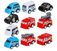 Cadimus Auto Giocattolo da Tirare Indietro, 10 pezzi Macchinine per Bambini, Piccole Auto per Bambini da 1 2 3 4 anni, mini Macchina Polizia Giocattolo,Camion Pompieri Giocattolo
