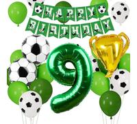 Cadimus Palloncini Calcio 9 Anni - Decorazione Verde per Compleanno, Addobbi Festa