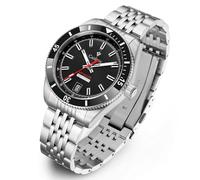 CADISEN Orologio da uomo automatico NH35A meccanico con cinturino in acciaio inossidabile impermeabile fino a 100 m, orologi casual per uomo, nero