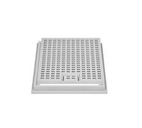 Caditoia griglia chiusino con grigliato e telaio in PP plastica pvc anti UV maniglia e maglia antitacco cm 65x65 esterno telaio 72x72