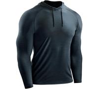 Cadmus Maglietta da uomo a maniche lunghe da corsa, jogging, atletica, con cappuccio, traspirante, ad asciugatura rapida, leggera, per allenamento, sport, casual, 071# Grigio ardesia, 1 confezione, L