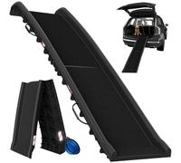 CADOCA Rampa per Cani Auto Pieghevole Antiscivolo 156x40cm Capacità 90KG con Maniglia di Trasporto Ciotola Catarifrangenti Scivolo Pedana Bagagliaio Rampe